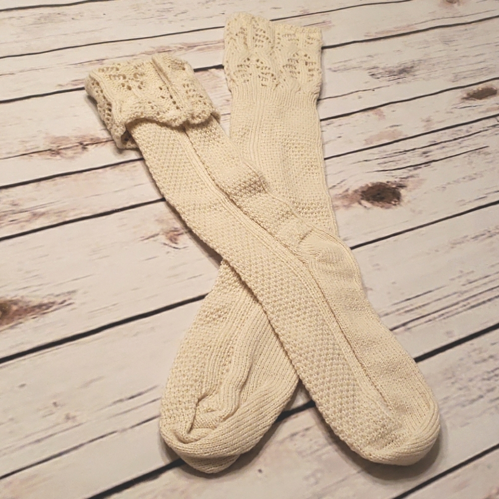 Pointelle Ribbed socks- knee high - Picture 2 of 4